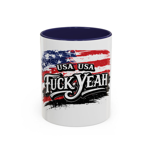 Patriotic 'USA USA F*ck Yeah' Accent Coffee Mug — American Flag 11/15oz