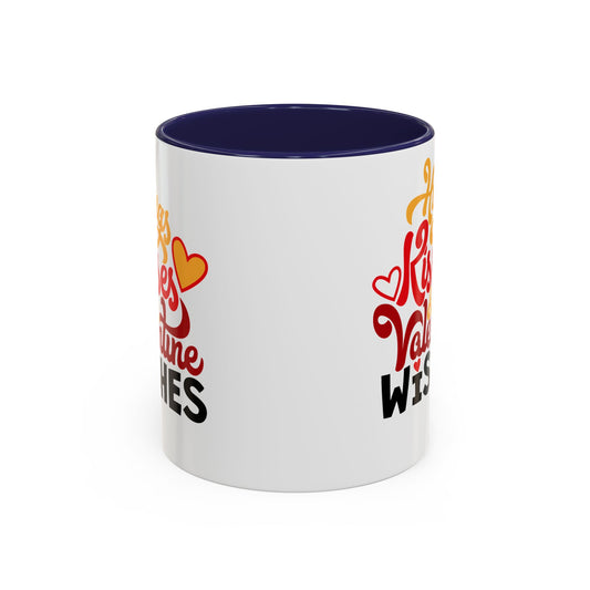 Valentine Hugs Kisses & Wishes Accent Coffee Mug (11/15oz)