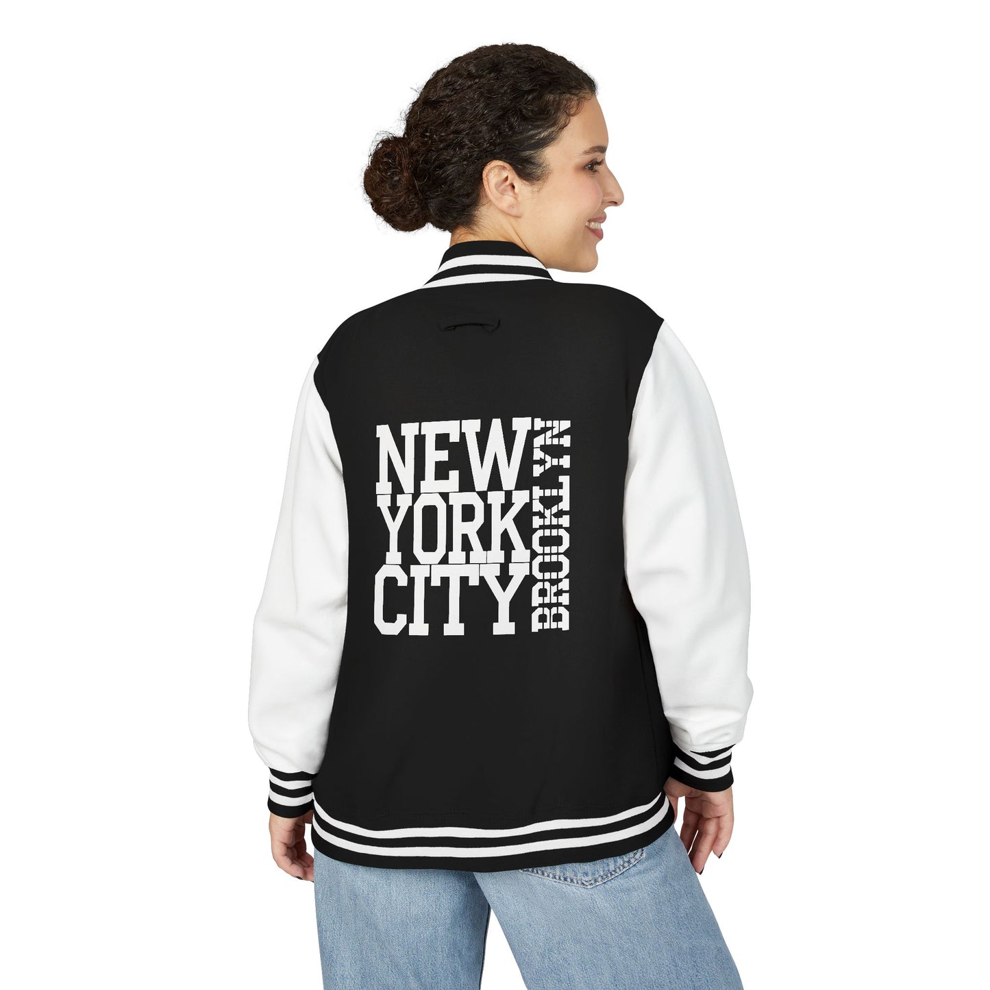 Letterman Jacket — Retro Black & White Varsity Jacket with Small Crest