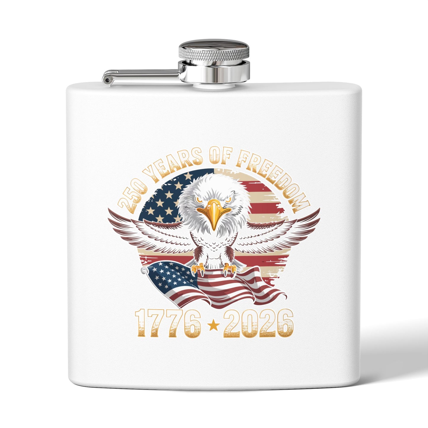 6oz Stainless Flask — 250 Years of Freedom 1776–2026 Eagle &