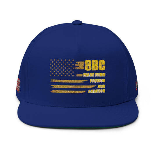 Gold Glitter American Flag Flat Bill Cap – Embroidered Patri