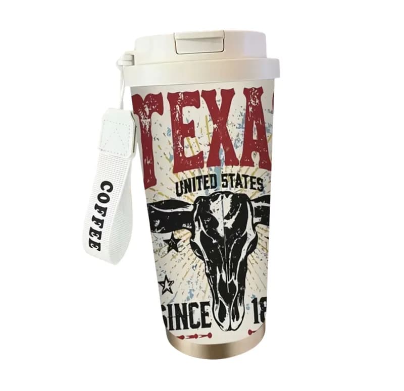 Texas Thermal Mug "Since 1845" – Stainless Steel Coffee-to-Go with Longhorn Design - alternate
