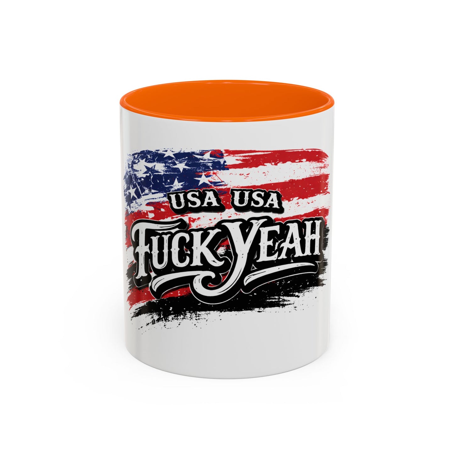 Patriotic 'USA USA F*ck Yeah' Accent Coffee Mug — American Flag 11/15oz 