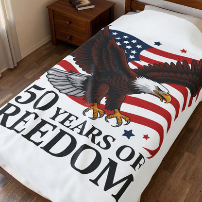 Plush Blanket — 250 Years of Freedom Bald Eagle with America