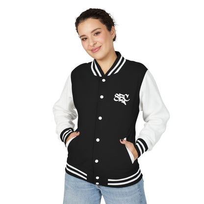 Letterman Jacket — Retro Black & White Varsity Jacket with Small Crest 