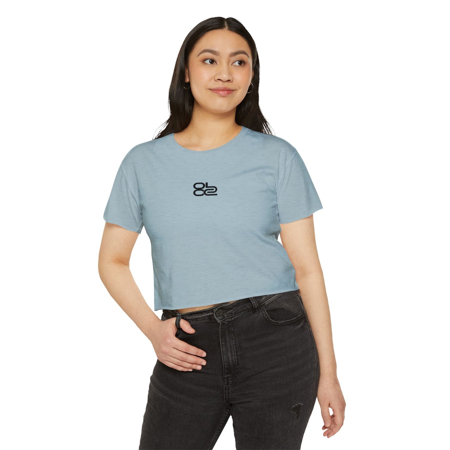 Crop Top — Minimal Black Brushstroke Symbol Festival Tee