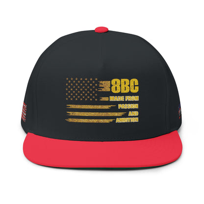 Gold Glitter American Flag Flat Bill Cap – Embroidered Patriotic Snapback