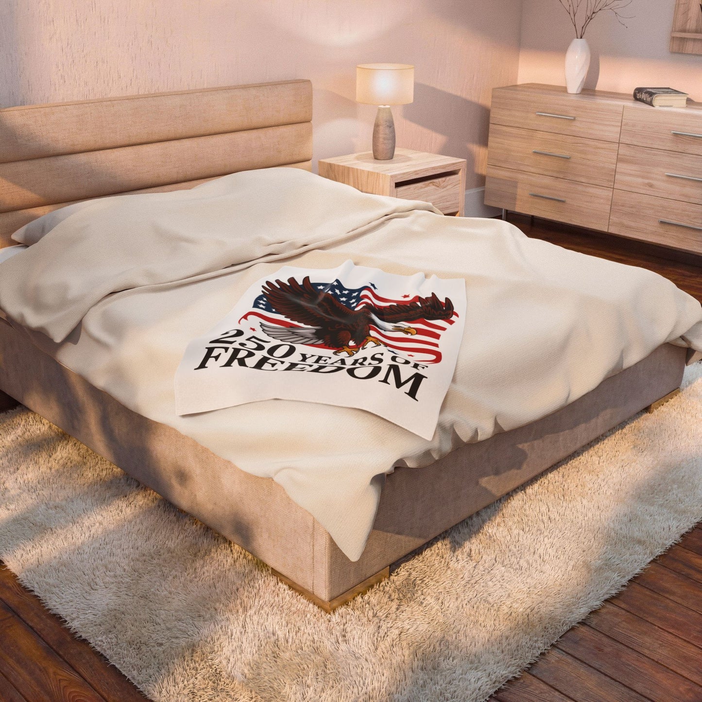 Plush Blanket — 250 Years of Freedom Bald Eagle with America