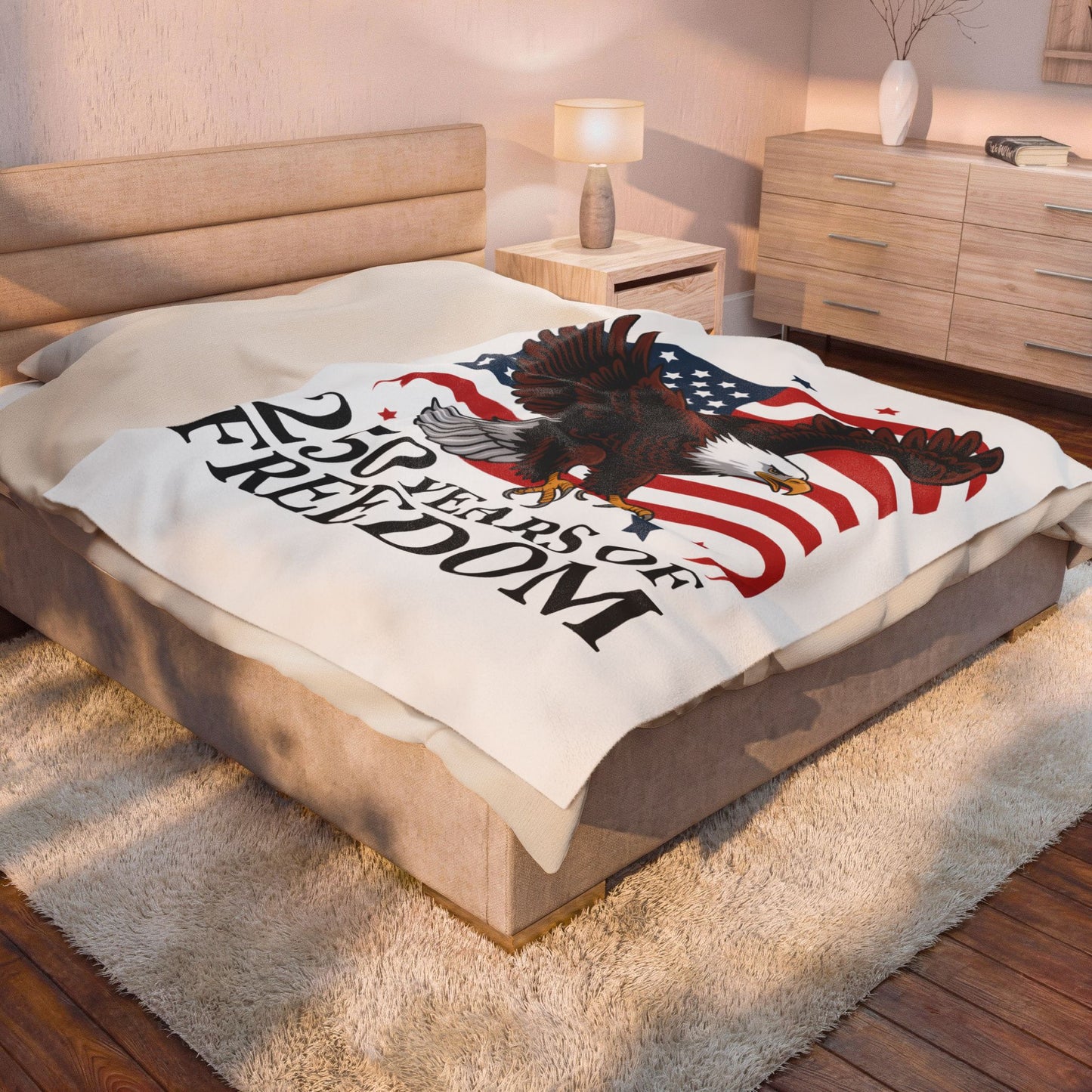 Plush Blanket — 250 Years of Freedom Bald Eagle with America