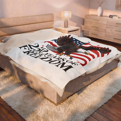 Plush Blanket — 250 Years of Freedom Bald Eagle with America