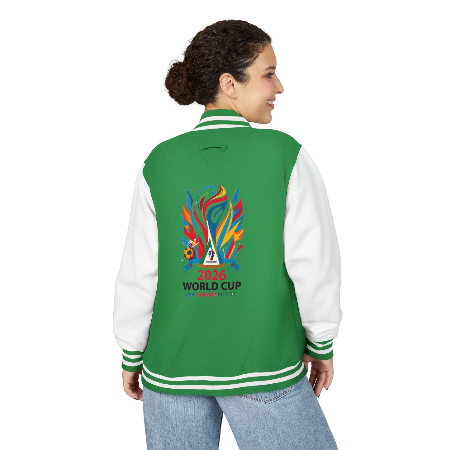 World Cup 2026 Letterman Jacket - Green/White Soccer Varsity