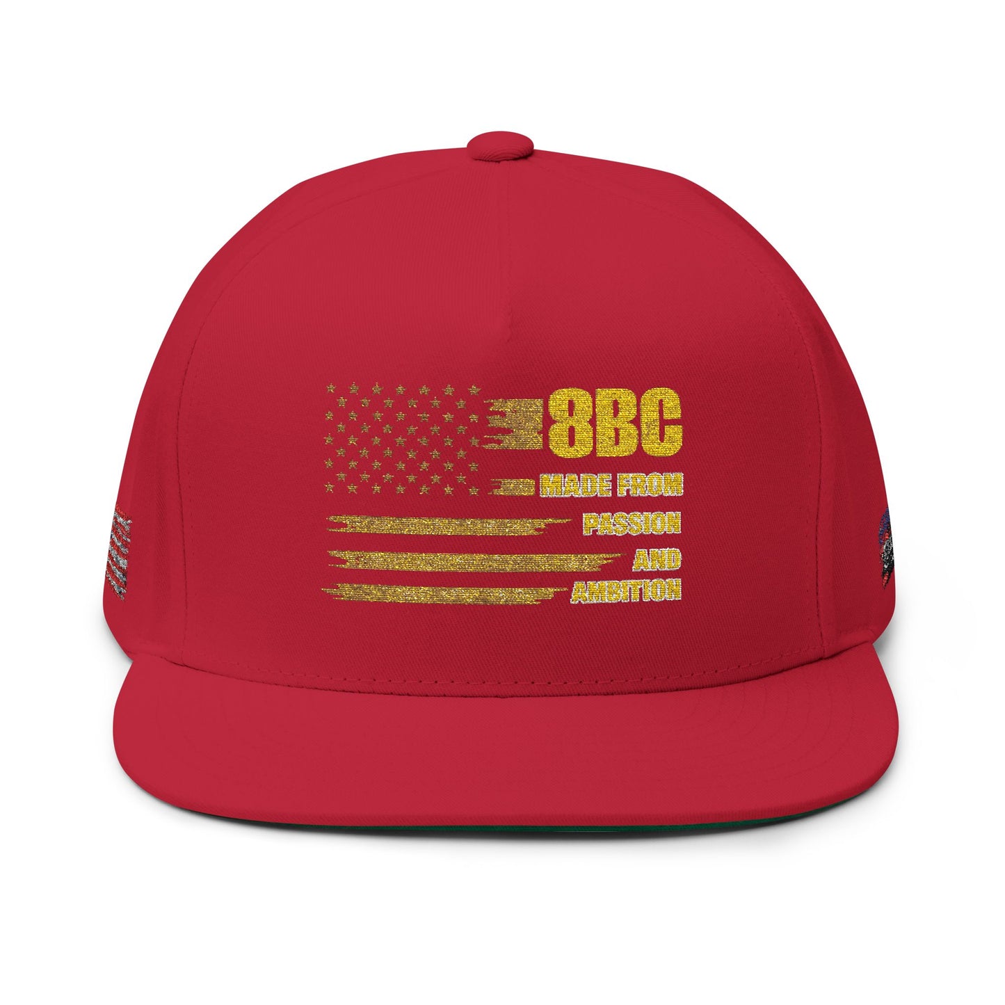 Gold Glitter American Flag Flat Bill Cap – Embroidered Patriotic Snapback