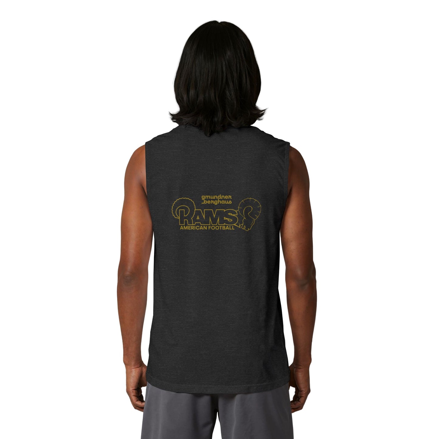 Rams Football Muscle Tank — Gold Logo Gym & Game Day Tank