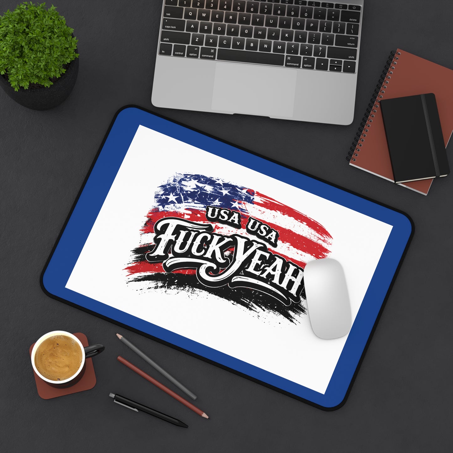 Patriotic 'USA Fuck Yeah' Desk Mat — American Flag Mouse Pad