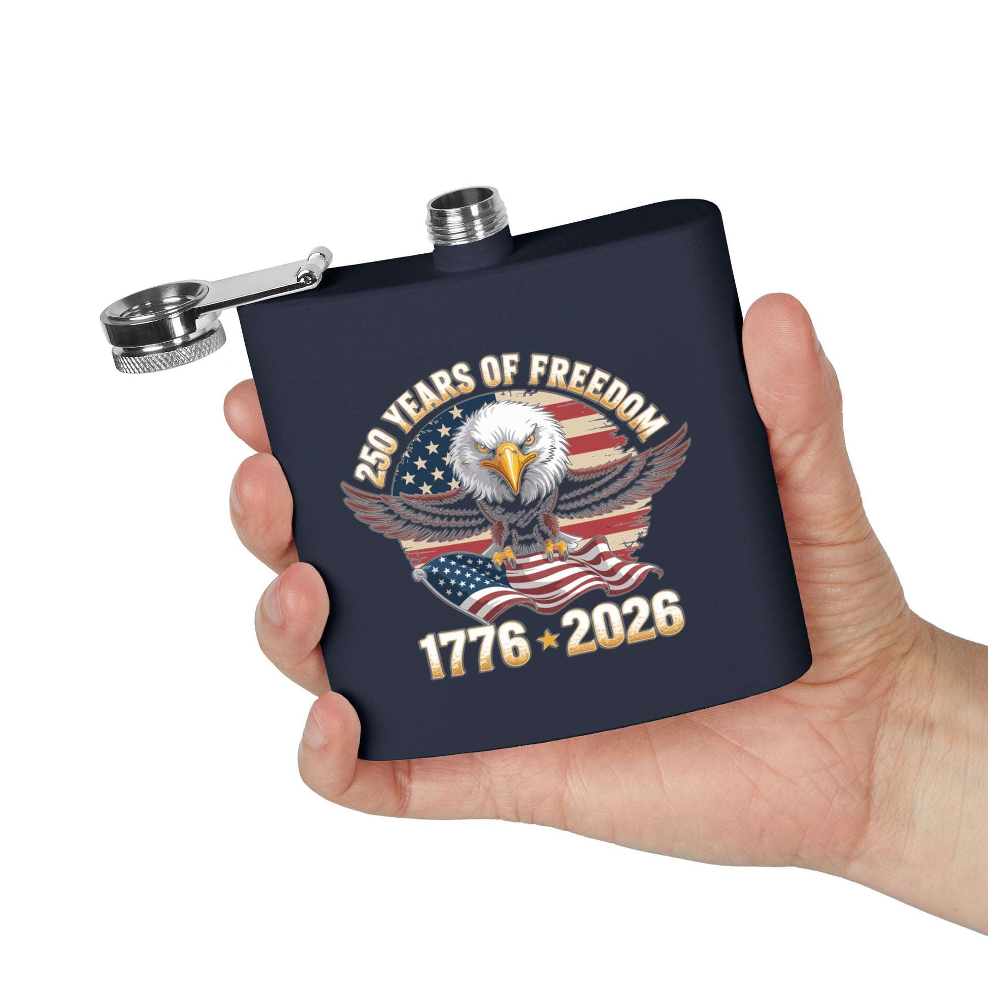6oz Stainless Flask — 250 Years of Freedom 1776–2026 Eagle &