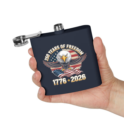 6oz Stainless Flask — 250 Years of Freedom 1776–2026 Eagle &