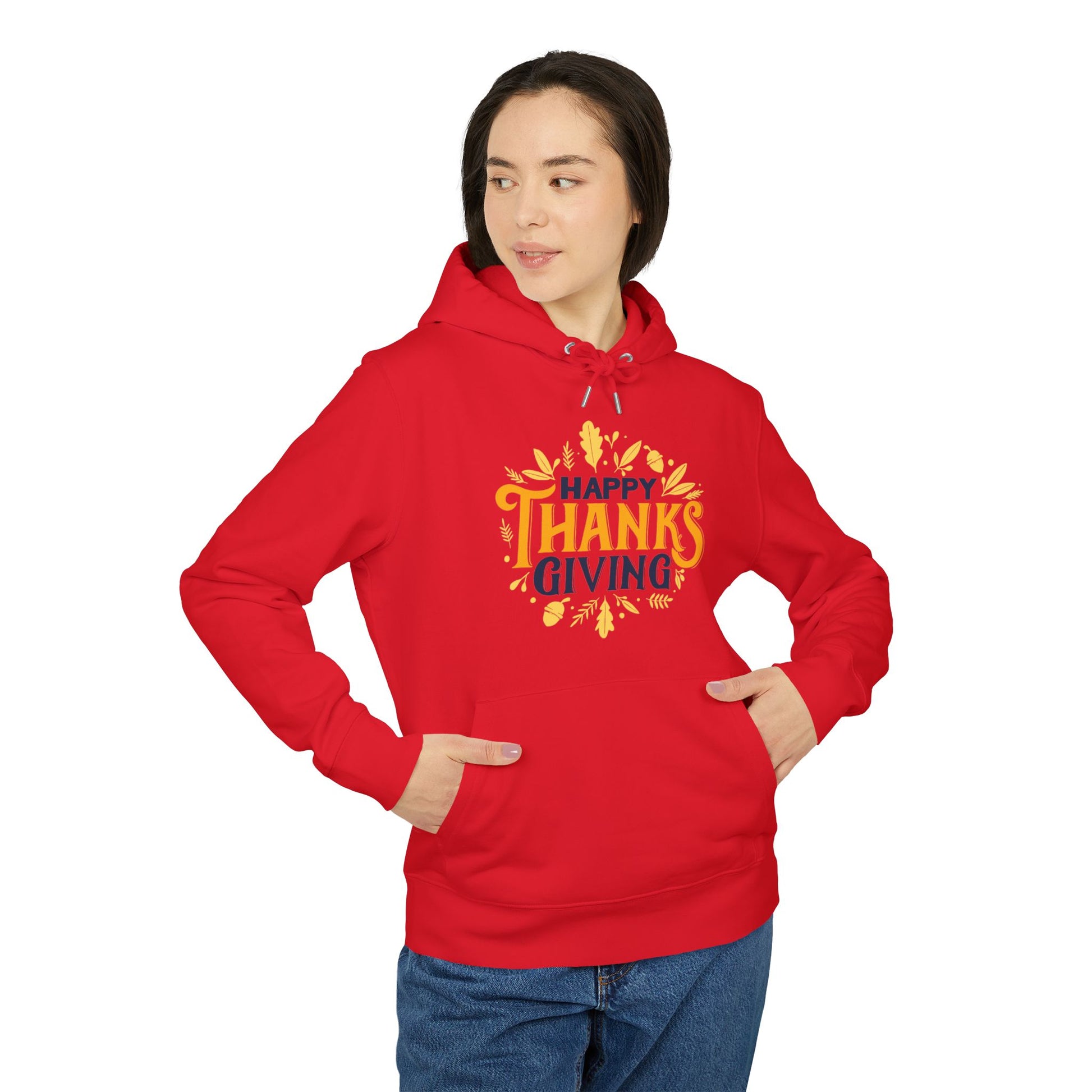 Thanksgiving Hoodie - "Happy Thanksgiving" Fall Leaves Holid