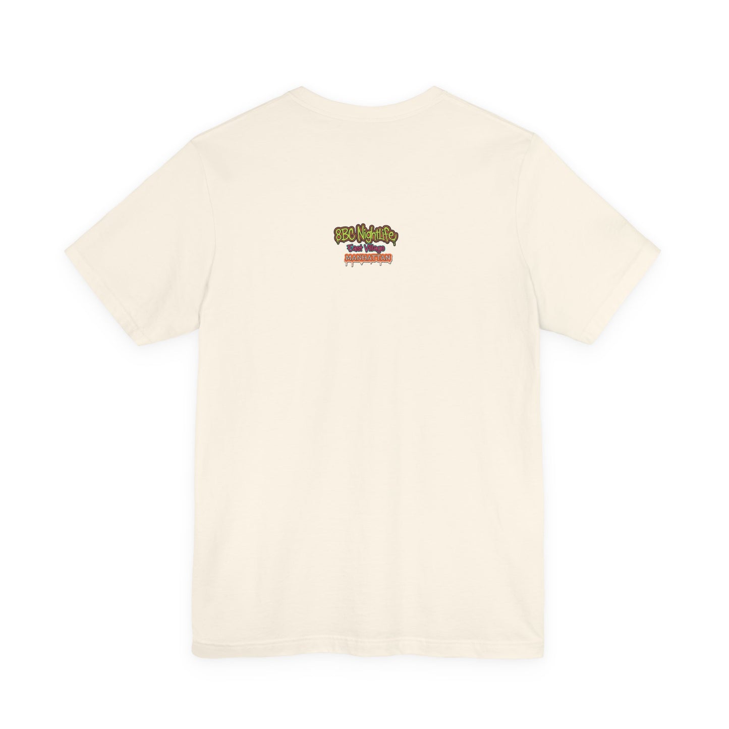 iridescent text "8 Billion Choices" tee | pearly word accent, pastel glow letters