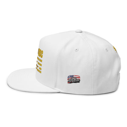 Gold Glitter American Flag Flat Bill Cap – Embroidered Patriotic Snapback