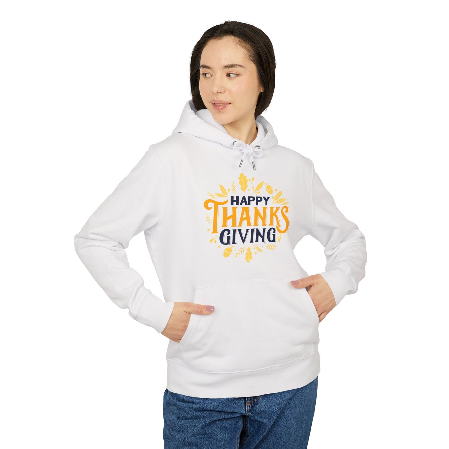 Thanksgiving Hoodie - "Happy Thanksgiving" Fall Leaves Holid