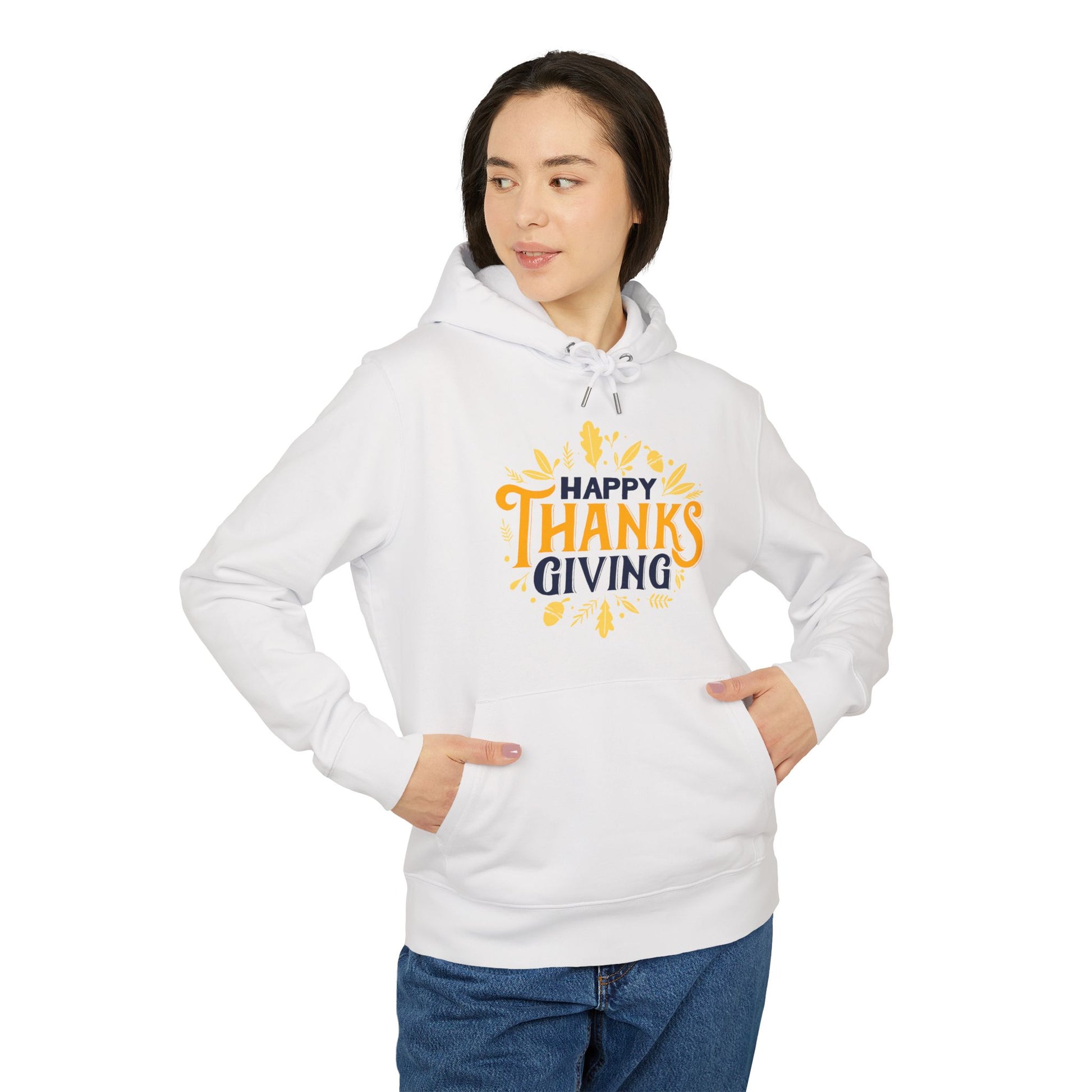 Thanksgiving Hoodie - "Happy Thanksgiving" Fall Leaves Holid