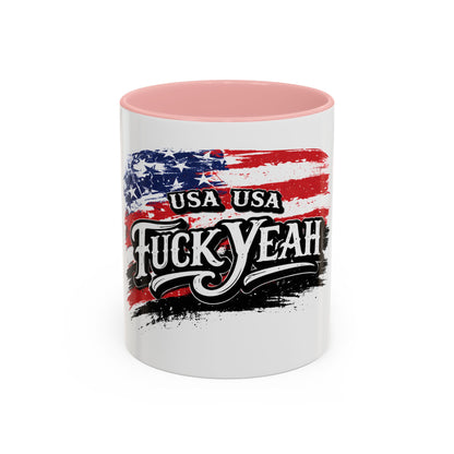Patriotic 'USA USA F*ck Yeah' Accent Coffee Mug — American Flag 11/15oz 