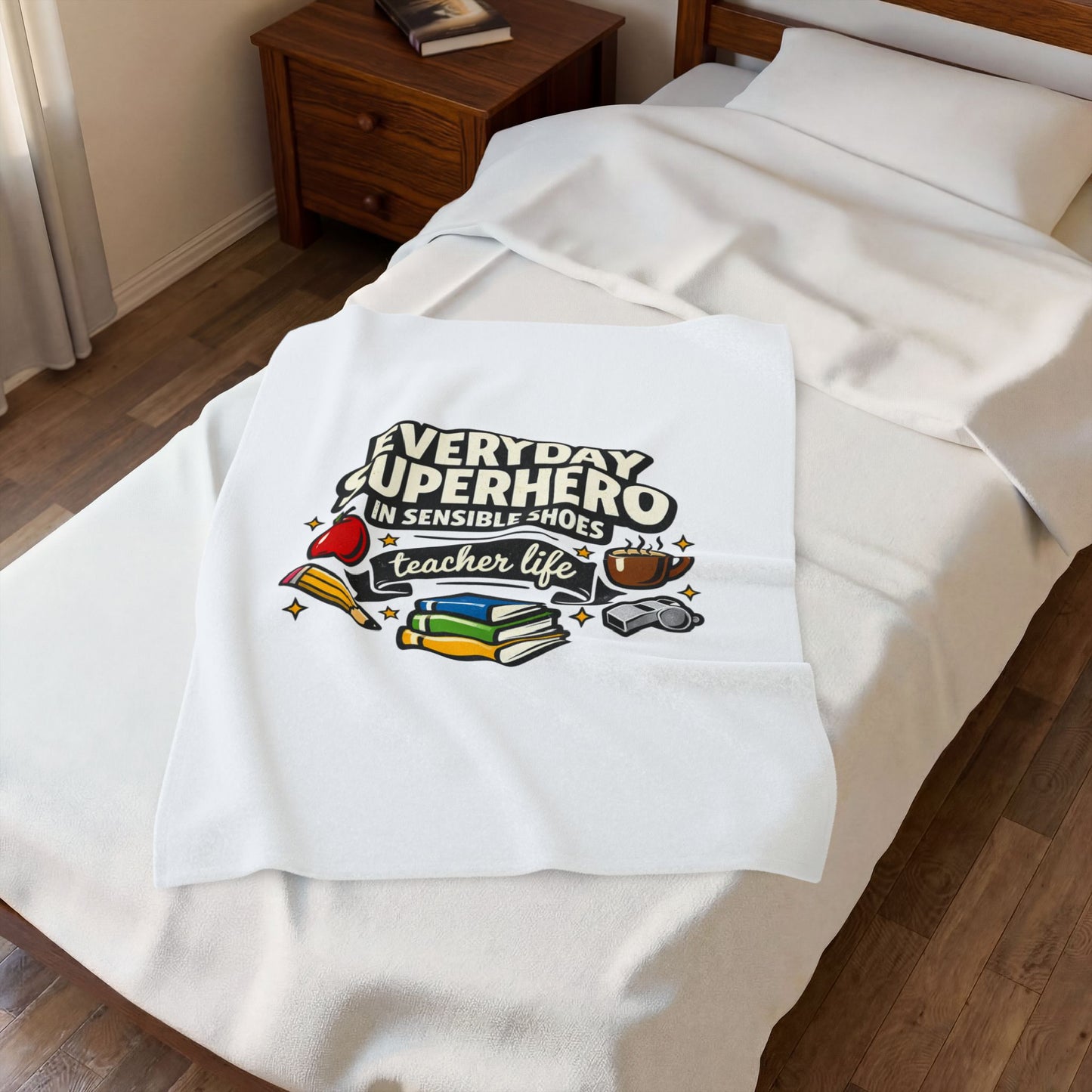 Everyday Superhero Teacher Life Velveteen Plush Blanket | Te
