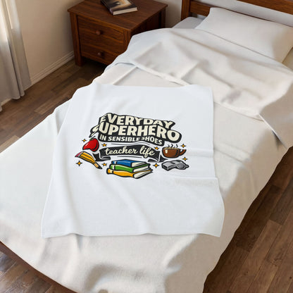 Everyday Superhero Teacher Life Velveteen Plush Blanket | Te