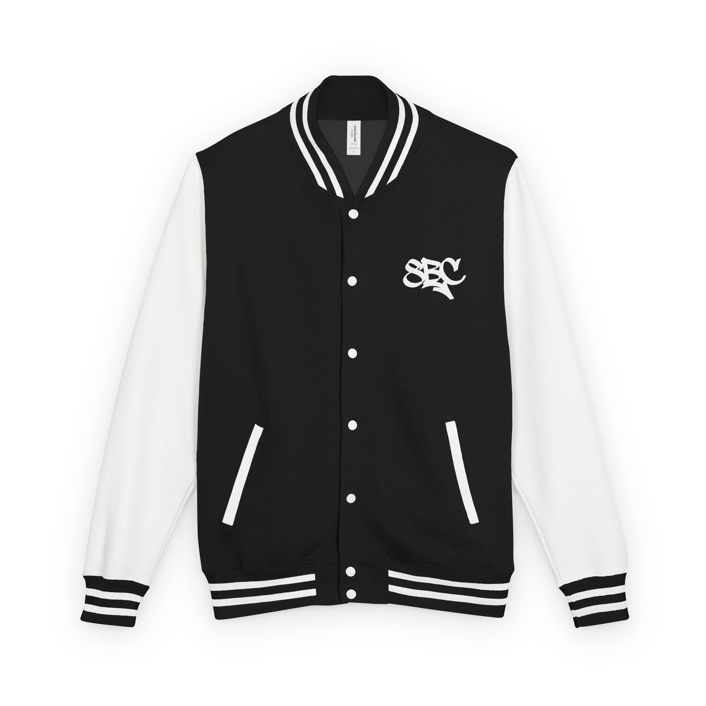 Letterman Jacket — Retro Black & White Varsity Jacket with Small Crest 