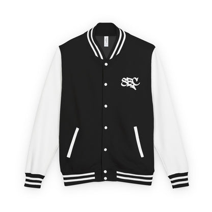 Letterman Jacket — Retro Black & White Varsity Jacket with Small Crest 