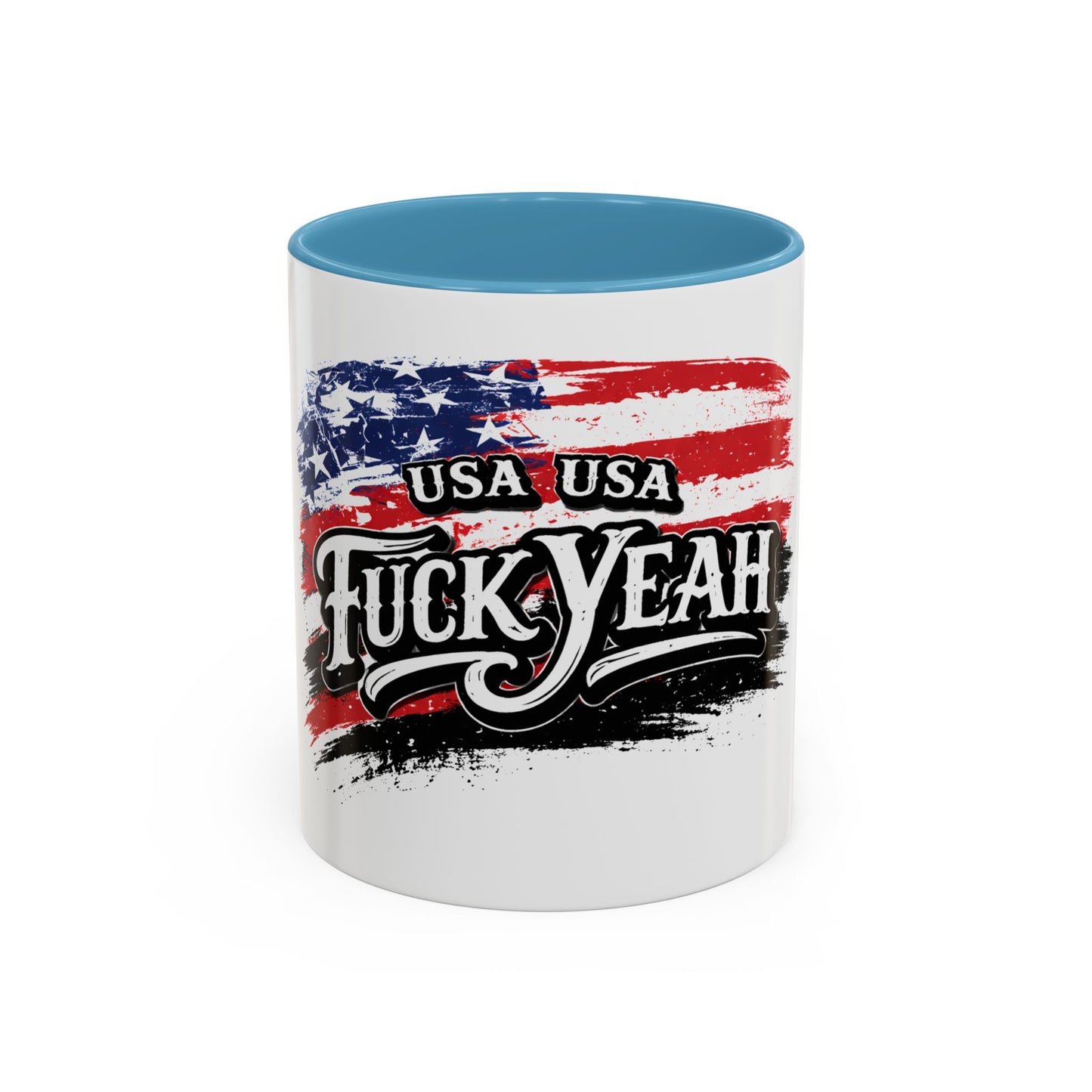 Patriotic 'USA USA F*ck Yeah' Accent Coffee Mug — American Flag 11/15oz 