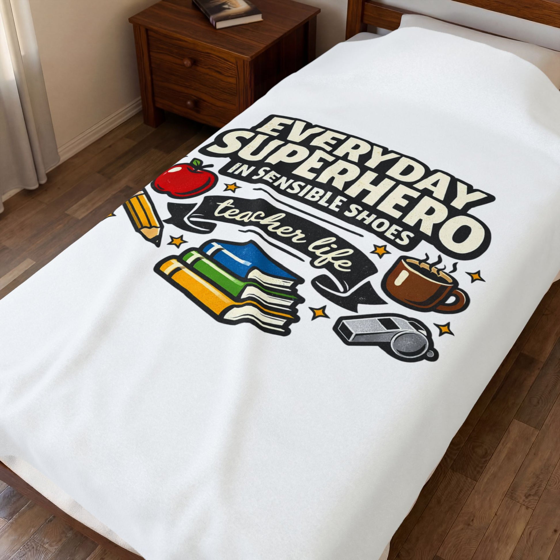 Everyday Superhero Teacher Life Velveteen Plush Blanket | Te