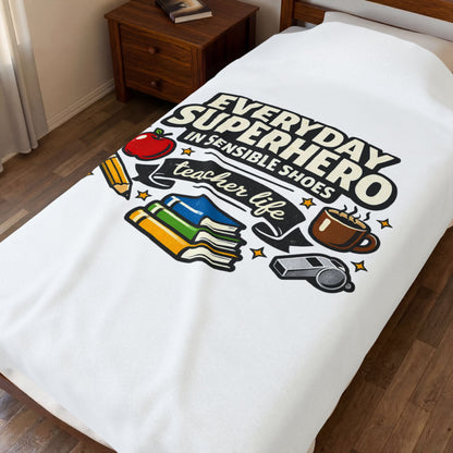 Everyday Superhero Teacher Life Velveteen Plush Blanket | Te