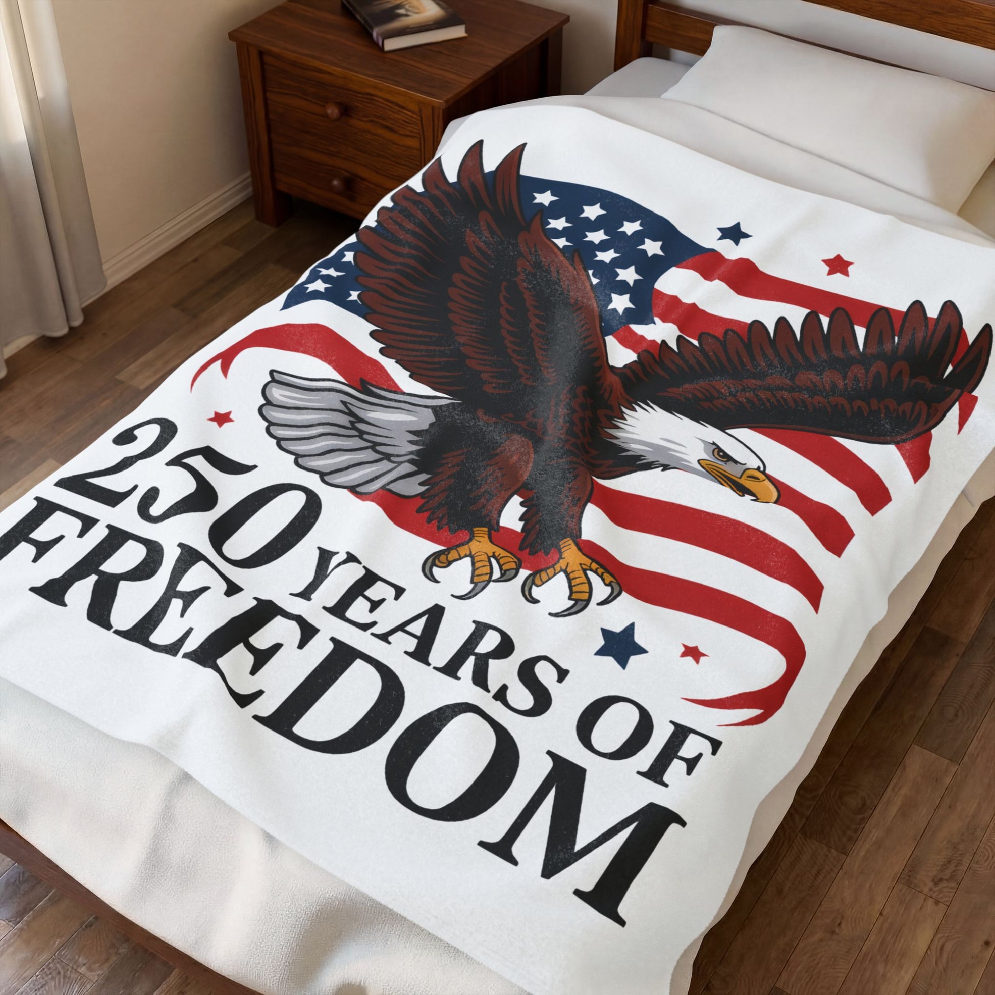 Plush Blanket — 250 Years of Freedom Bald Eagle with America