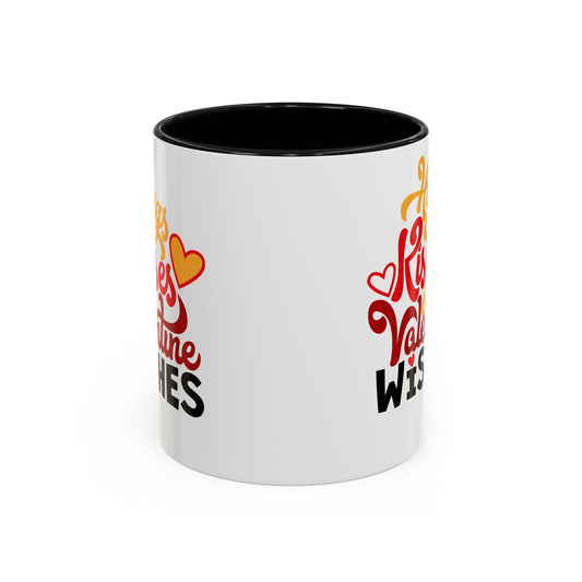 Valentine Hugs Kisses & Wishes Accent Coffee Mug (11/15oz)