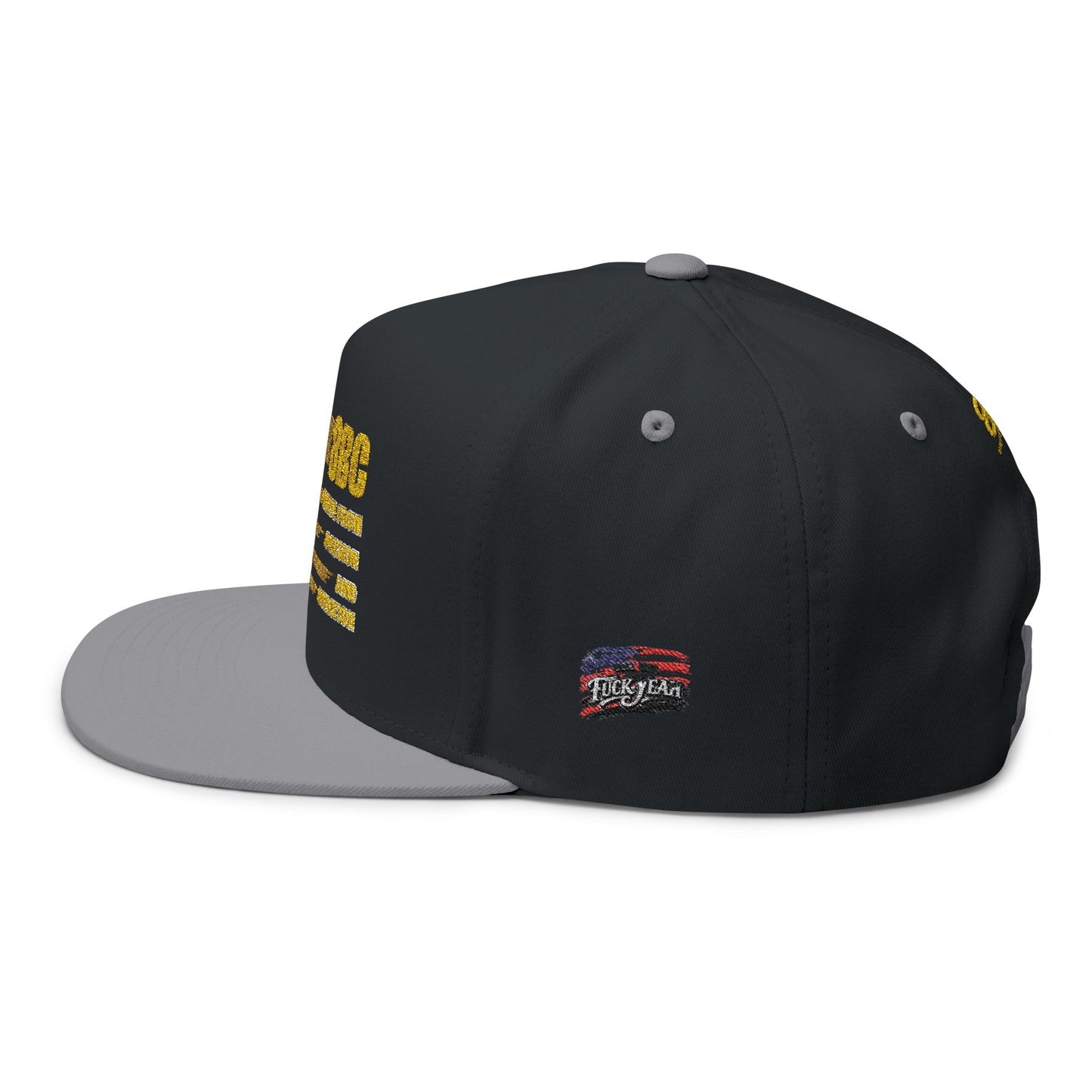 Gold Glitter American Flag Flat Bill Cap – Embroidered Patriotic Snapback
