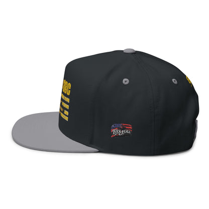 Gold Glitter American Flag Flat Bill Cap – Embroidered Patriotic Snapback