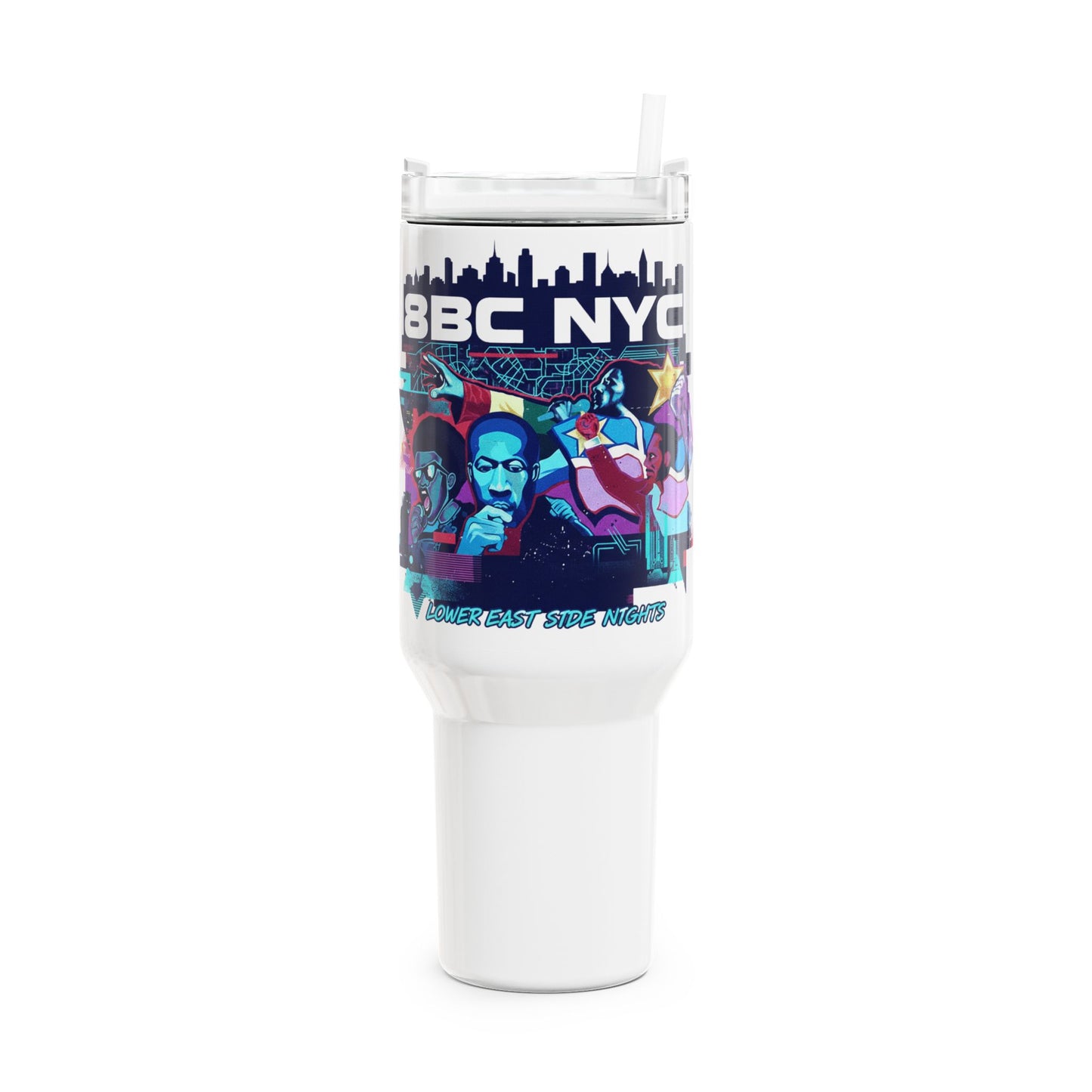40oz NYC Music Collage Tumbler – 88BC Rap & City Skyline Tra