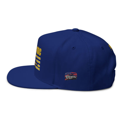 Gold Glitter American Flag Flat Bill Cap – Embroidered Patriotic Snapback