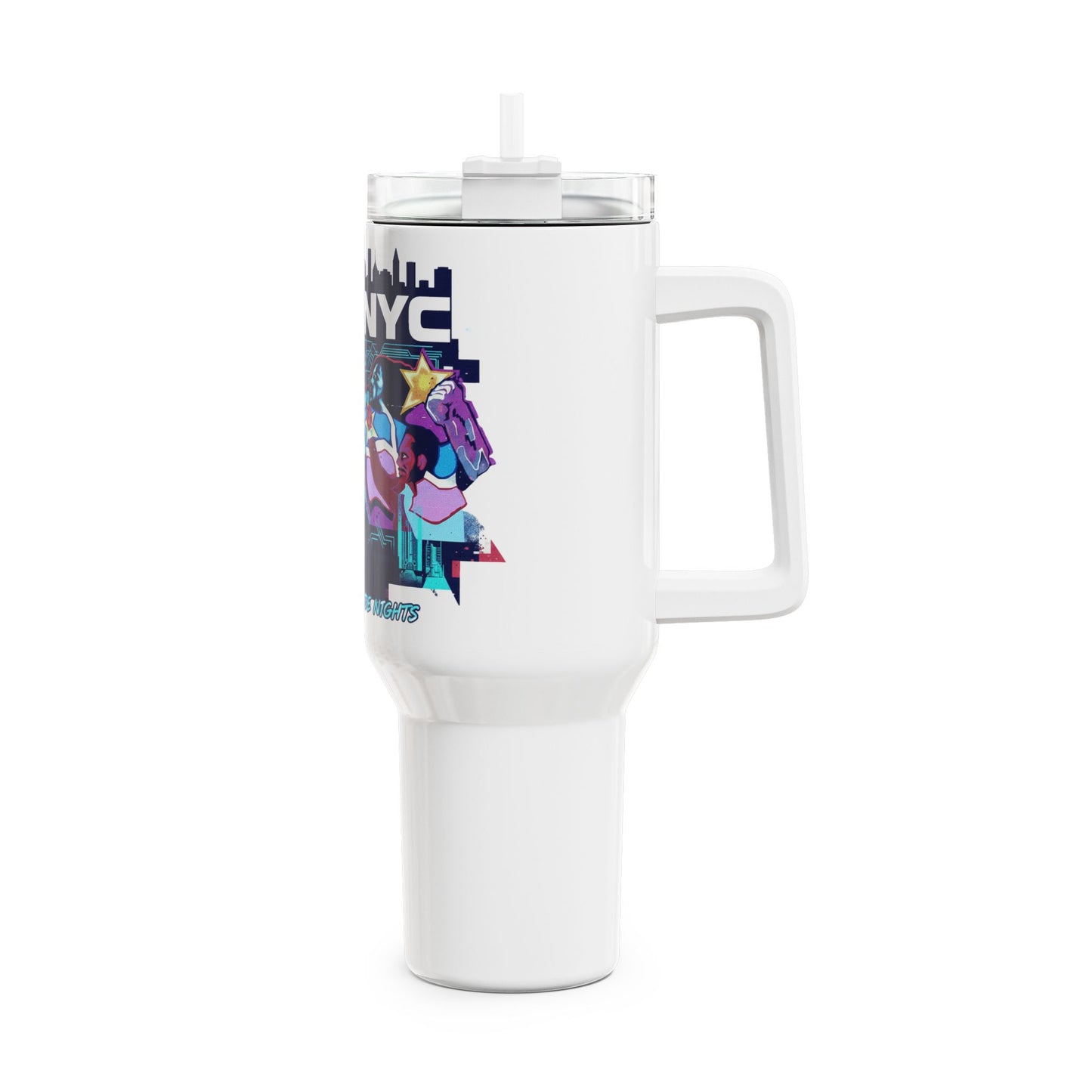 40oz NYC Music Collage Tumbler – 88BC Rap & City Skyline Tra