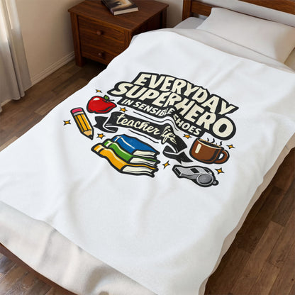 Everyday Superhero Teacher Life Velveteen Plush Blanket | Te