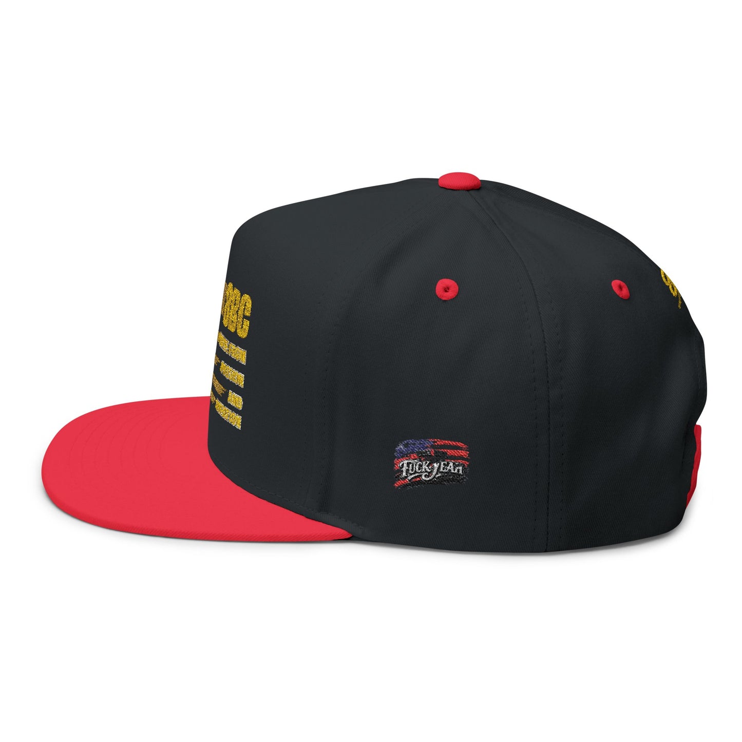 Gold Glitter American Flag Flat Bill Cap – Embroidered Patriotic Snapback