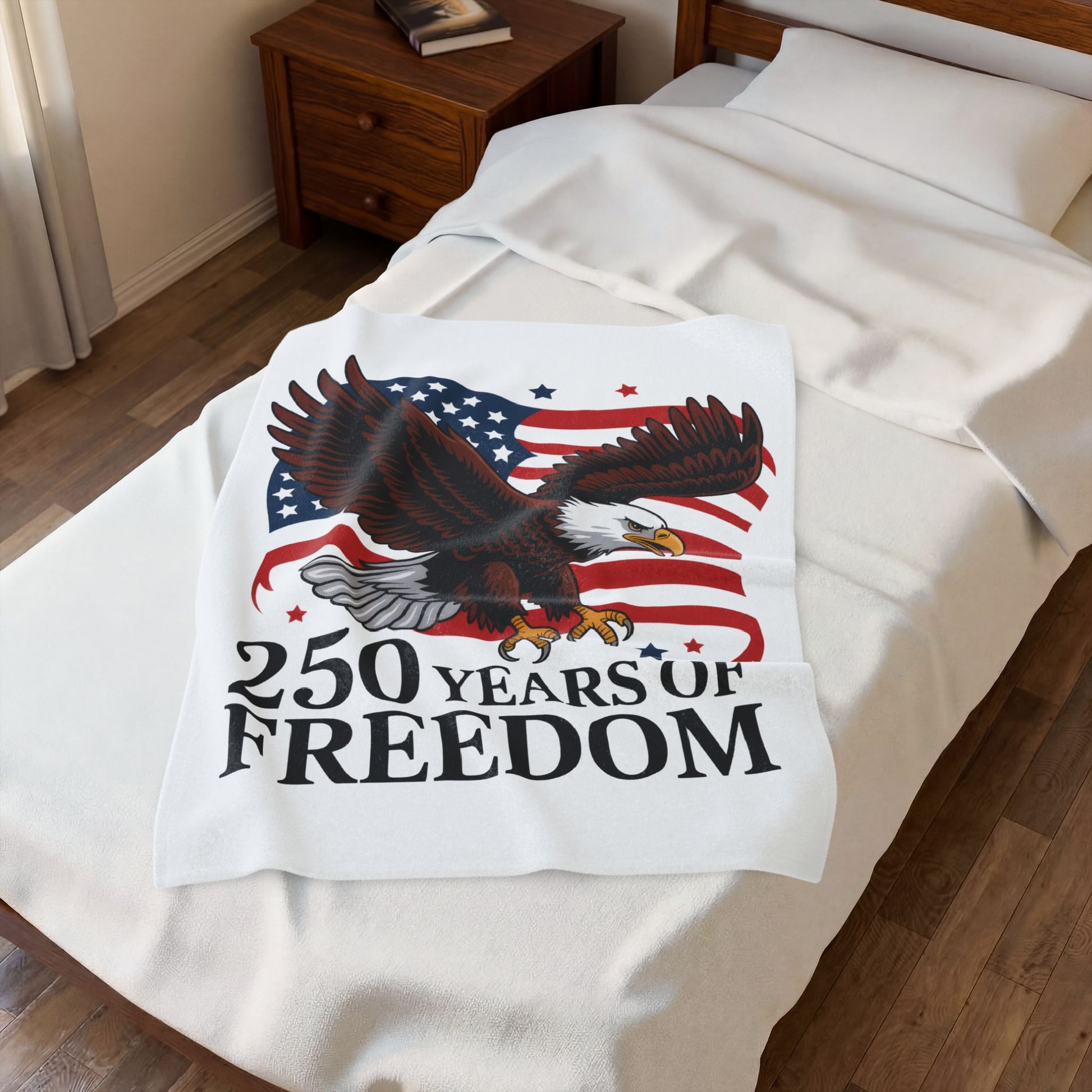 Plush Blanket — 250 Years of Freedom Bald Eagle with America