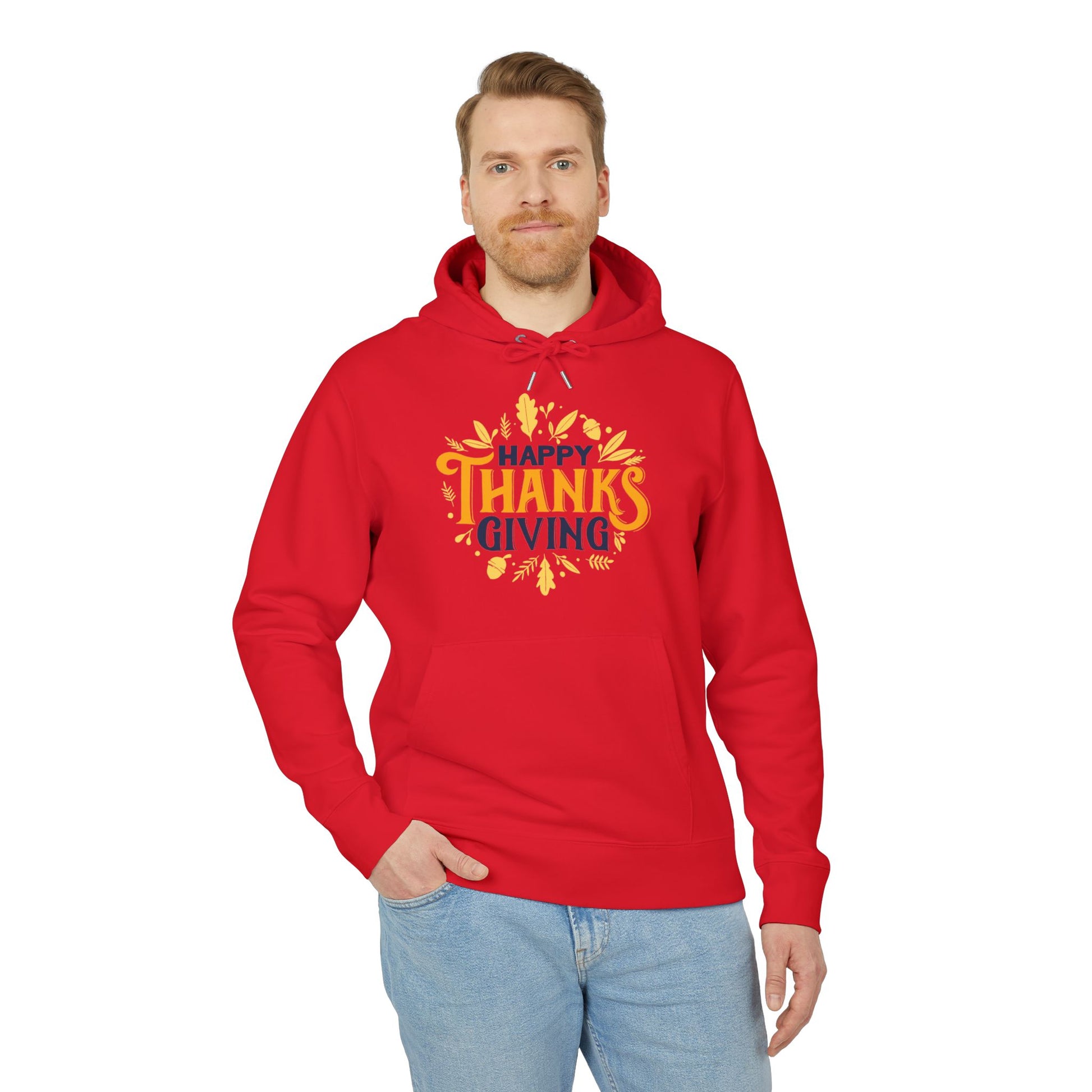 Thanksgiving Hoodie - "Happy Thanksgiving" Fall Leaves Holid