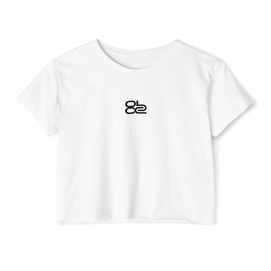 Crop Top — Minimal Black Brushstroke Symbol Festival Tee