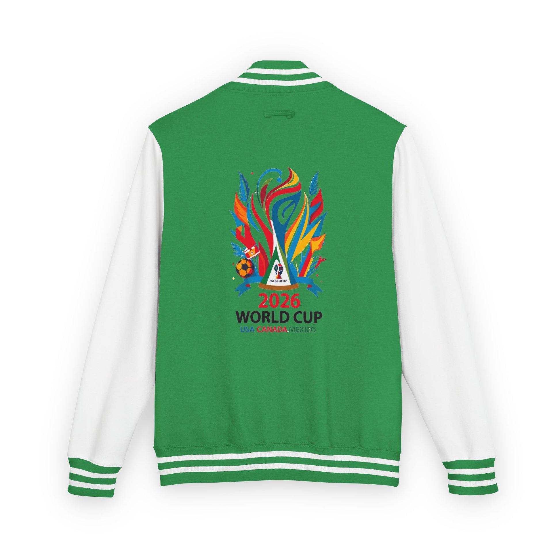 World Cup 2026 Letterman Jacket - Green/White Soccer Varsity