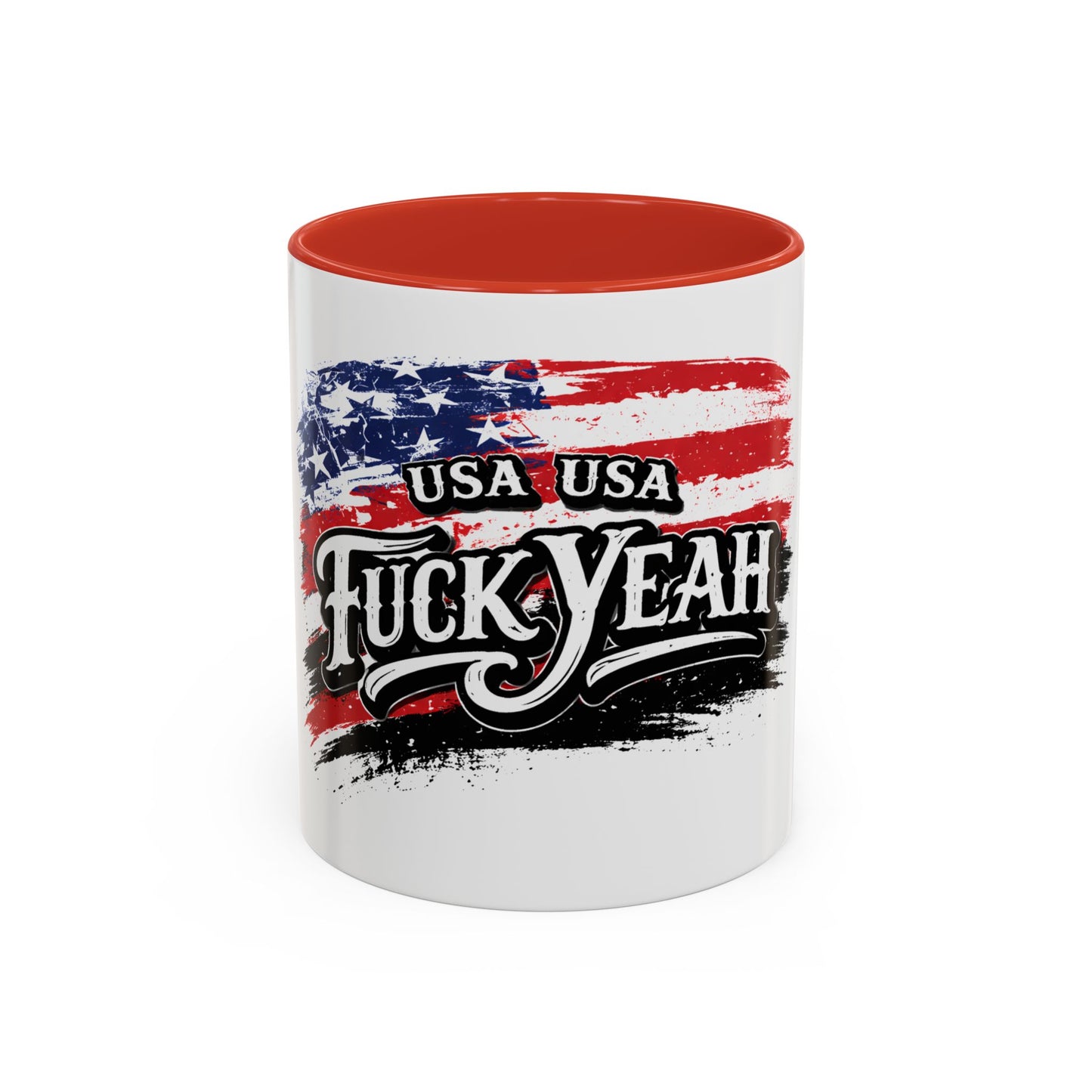 Patriotic 'USA USA F*ck Yeah' Accent Coffee Mug — American Flag 11/15oz 