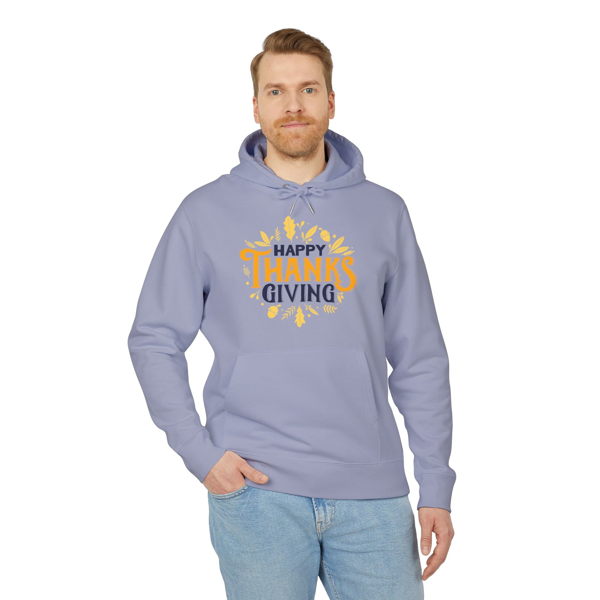 Thanksgiving Hoodie - "Happy Thanksgiving" Fall Leaves Holid