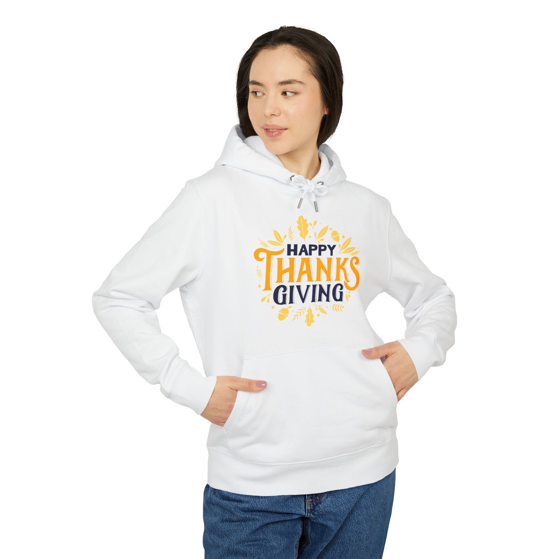 Thanksgiving Hoodie - "Happy Thanksgiving" Fall Leaves Holid