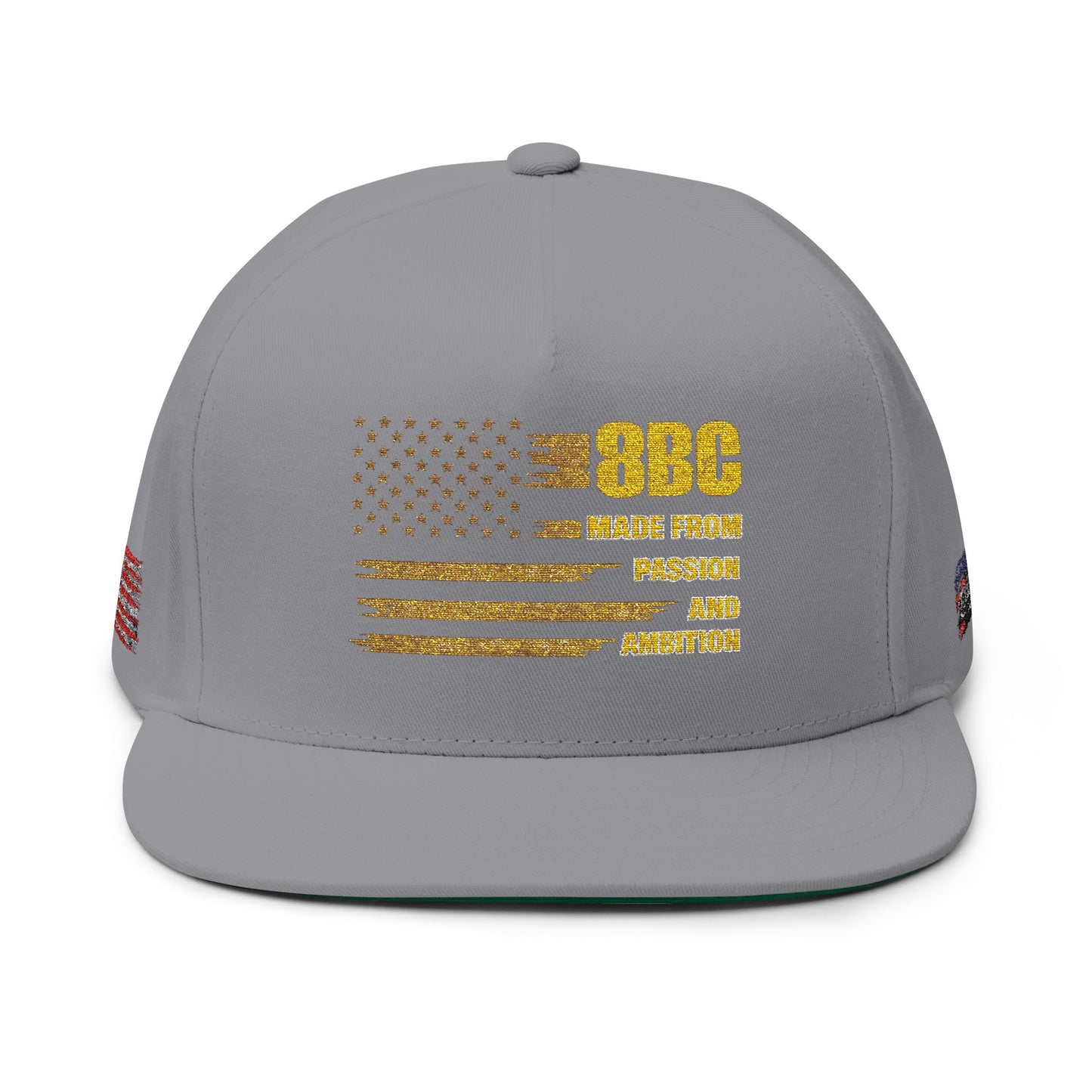Gold Glitter American Flag Flat Bill Cap – Embroidered Patriotic Snapback